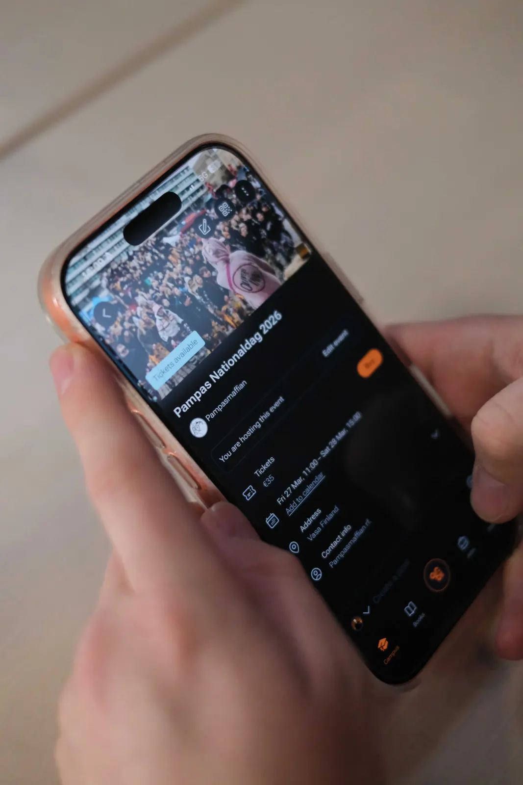 A ticket being scanned in the Orbi app.