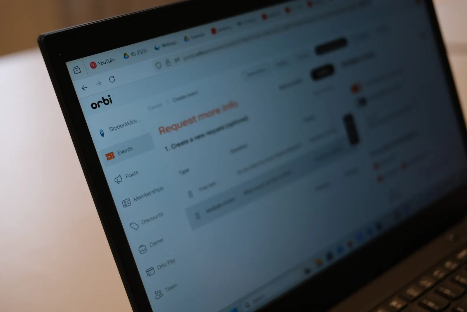 A laptop showing Orbi’s membership tools.